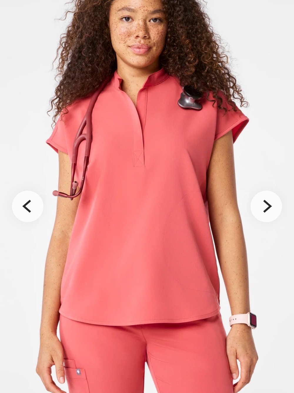 FIGS Coral Pink Notch-Neck Cap-Sleeve Camisole